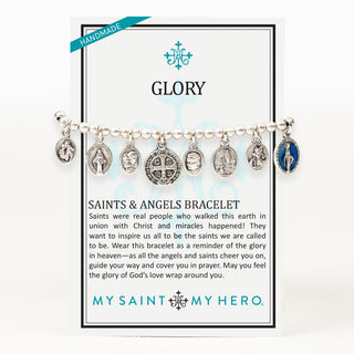 Glory Saints & Angels Bracelet on inspirational card
