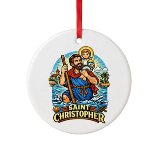 St. Christopher Carrying Christ Ceramic Ornament