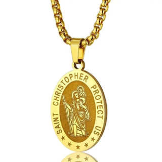 St. Christopher Necklace - 18K Gold-Plated Stainless Steel
