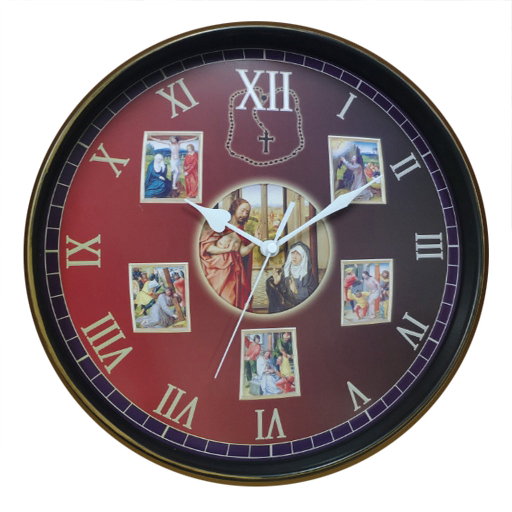 Rosary wall clock - Pray the Sorrowful Mysteries – CatholicShop.com