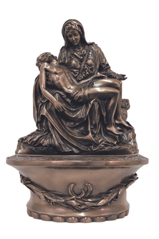 Standing/Hanging Pieta Font in Cold Cast Bronze 8"