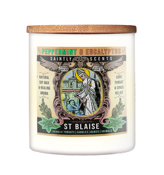 St. Blaise Peppermint and Eucalyptis Scented Candle