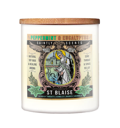 St. Blaise Peppermint and Eucalyptis Scented Candle