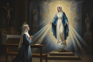 St. Catherine Laboure in 1830 experiencing an apparition of Our Lady