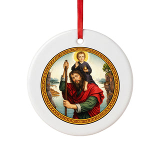 St. Christopher and Christ Child Ceramic Ornament