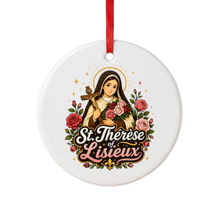 St. Thérèse of Lisieux Roses Ceramic Ornament