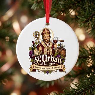 St. Urban of Langres Ceramic Ornament hanging on a Christmas tree
