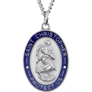 St. Christopher Medal - Blue Epoxy