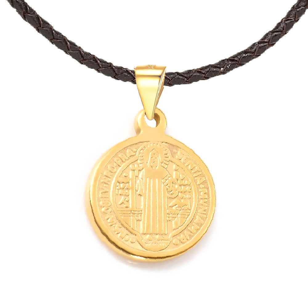 18K Gold-plated Stainless Steel 14 mm St. Benedict Medal - Petite