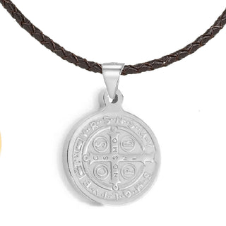 Stainless Steel St. Benedict Medal Necklace - Petite