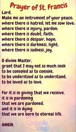 St. Francis of Assisi Prayer Card for Kids