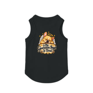 My Guardian Angel Is Tired Dog Tank - Black