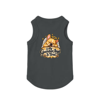 My Guardian Angel Is Tired Dog Tank - Granite Heather