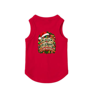 All Is Calm, All Is Bright, I Am Neither Christmas Dog Tank - Wreath - Red