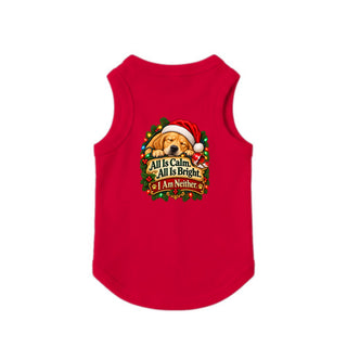 All Is Calm, All Is Bright, I Am Neither Christmas Dog Tank - Santa Hat Dog - Red