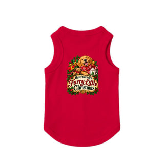 Have Yourself a Furry Little Christmas Christmas Dog Tank - Golden Retriever - Red