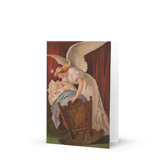 New Baby Card - The Angel's Whisper Vintage Lithograph: front