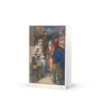 Christmas Card - The Wise Men Visit the Holy Child Vintage Bible Print: front