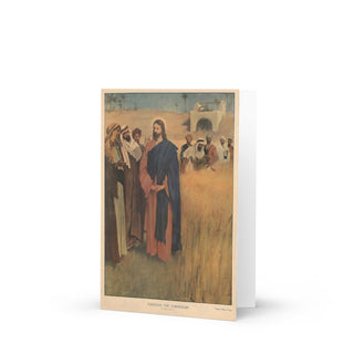 Thanksgiving Card - Through the Cornfields Vintage Bible Print: front