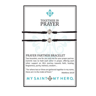 Prayer Partner Bracelets Black ‚Äì Silver Metal