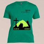 Cross Mountain T-Shirt - Kelly Green V-Neck
