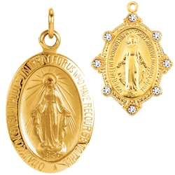 Gold Miraculous Mary Medal  Small Devotions Rosary Parts