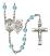 Saint Christopher and EMT Rosary with Aqua Beads