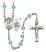 Saint Christopher and Marines Rosary with Aqua Beads