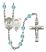 Saint Christopher and Nat'l Guard Rosary with Aqua Beads