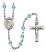 Saint Clare of Assisi Engravable Rosary with Aqua Beads