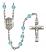 Saint George Engravable Rosary with Aqua Beads