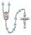 Saint Kateri Tekakwitha Engravable Rosary with Aqua Beads