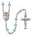 Saint Martin de Porres Engravable Rosary with Aqua Beads