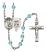 Guardian Angel and Navy Rosary with Aqua Beads