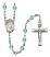 Saint Vincent de Paul Engravable Rosary with Aqua Beads