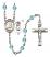 Saint Christopher and Skiing Rosary with Aqua Beads