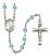 Saint Therese of Lisieux Engravable Rosary with Aqua Beads