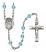 Holy Family Engravable Rosary with Aqua Beads