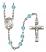 Saint Amelia Engravable Rosary with Aqua Beads