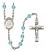 Saint Joseph Freinademetz Engravable Rosary with Aqua Beads