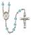 Saint Anselm of Canterbury Engravable Rosary with Aqua Beads