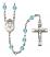 Saint Josephine Bakhita Engravable Rosary with Aqua Beads