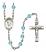 Saint Peter Canisius Engravable Rosary with Aqua Beads