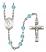 Saint Columbkille Engravable Rosary with Aqua Beads