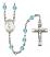 Saint Daniel Comboni Engravable Rosary with Aqua Beads