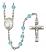 Saint Jeanne Chezard de Matel Engravable Rosary with Aqua Beads