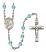 Saint Margaret of Scotland Engravable Rosary with Aqua Beads