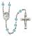 Saint Margaret Mary Alacoque Engravable Rosary with Aqua Beads