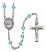 Saint Kateri Tekakwitha Engravable Rosary with Aqua Beads