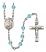 Saint Norbert of Xanten Engravable Rosary with Aqua Beads